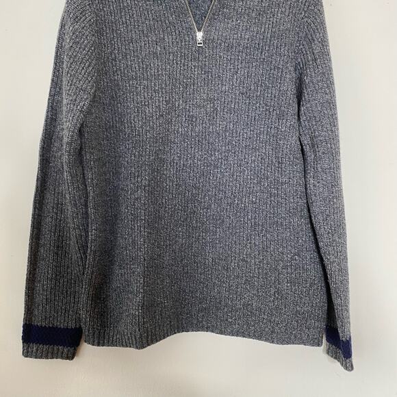 BODEN Men's Gray Navy Tarbert Half Zip Ribbed Knit Sweater Size Large - Picture 3 of 7
